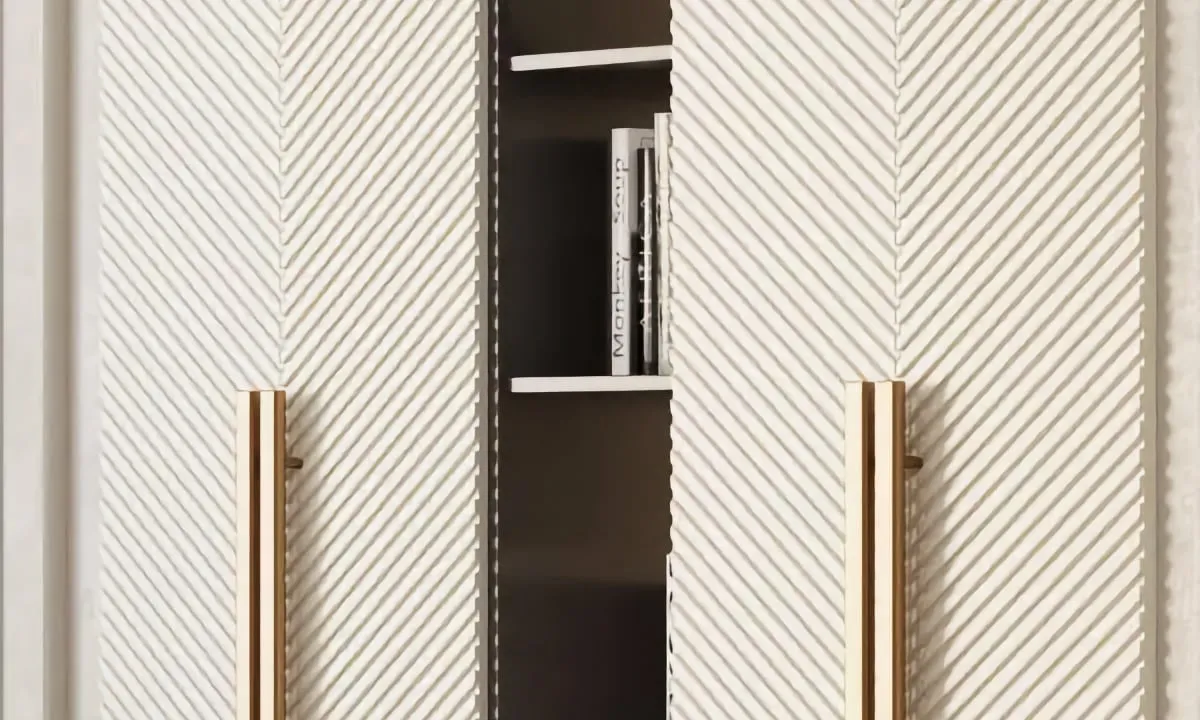 ШКАФ «ГУББИО» РАДИУСНАЯ ФРЕЗЕРОВКА, ОТКРЫТЫЕ ПОЛКИ - фото 4